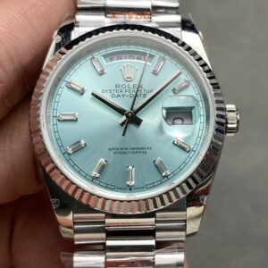 Rolex Day-Date m128236-0009 QF Factory Ice Blue Dial Display Replica Watch - Best Quality Replica Watches UK Swiss Watch Brands 1:1 Replica Fake Watch
