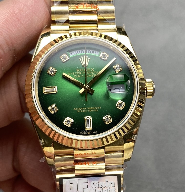Rolex Day-Date m128238-0069 QF Factory Smoked Green Dial Replica Watch - Best Quality Replica Watches UK Swiss Watch Brands 1:1 Replica Fake Watch