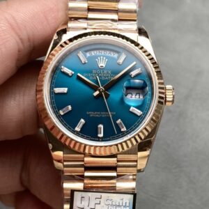 Rolex Day-Date m128235-0085 QF Factory Rose Gold Strap Replica Watch - Best Quality Replica Watches UK Swiss Watch Brands 1:1 Replica Fake Watch